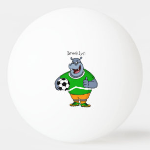 Funny Hippo Fußballspieler Cartoon Illustration Tischtennisball