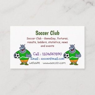 Funny Hippo Fußballspieler Cartoon Illustration Visitenkarte
