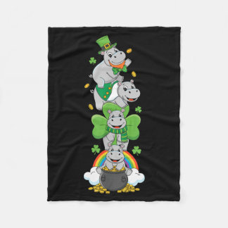 Funny Hippo Hippopotamus St Patricks Day Womens Fleecedecke