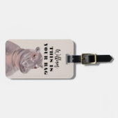 Funny Hippo Illustration Personalisiert Gepäckanhänger (Vorderseite horizontal)