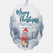 Funny Hippo Merry Xmas Baum Schnee Feier Ornament Karte (Links)