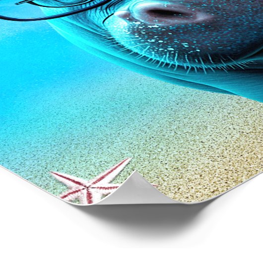 Funny Hippo mit Brille Hippopotamus Zoo Tier Poster (Ecke)