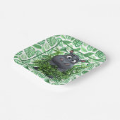 Funny Hippo mit grünem Palm Blätter Papier Napkin Pappteller (Gewinkelt)