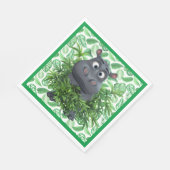 Funny Hippo mit grünem Palm Blätter Papier Napkin Serviette (Ecke)