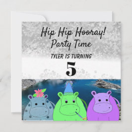 Funny Hippo Party Einladung