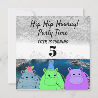 Funny Hippo Party Einladung