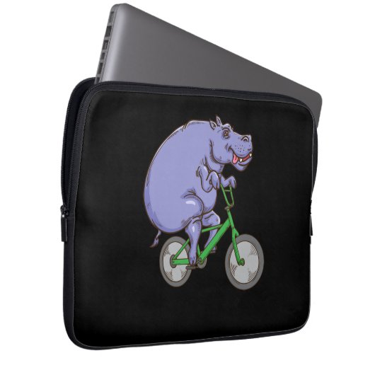 Funny Hippo Reiten Fahrrad Hippopotamus Kinder Hip Laptopschutzhülle (Vorne Rechts)