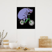 Funny Hippo Reiten Fahrrad Hippopotamus Kinder Hip Poster (Küche)