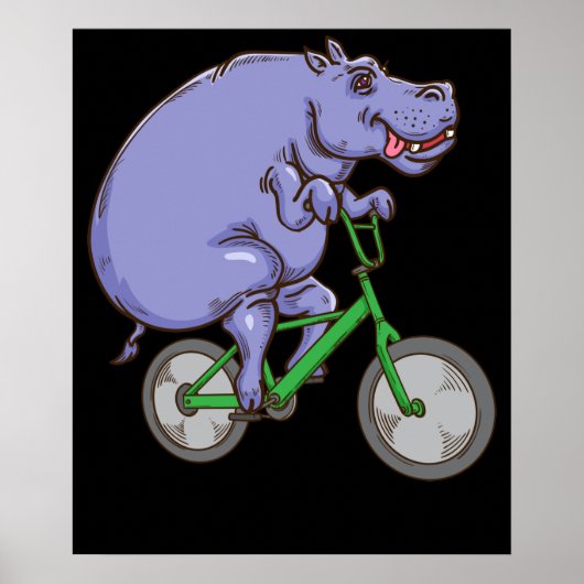 Funny Hippo Reiten Fahrrad Hippopotamus Kinder Hip Poster (Vorne)