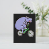 Funny Hippo Reiten Fahrrad Hippopotamus Kinder Hip Postkarte (Stehend Vorderseite)