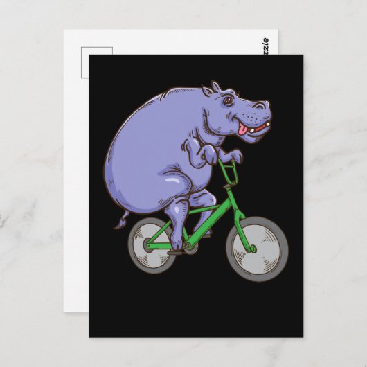 Funny Hippo Reiten Fahrrad Hippopotamus Kinder Hip Postkarte (Vorne/Hinten)