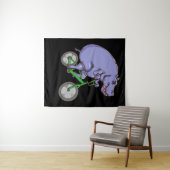 Funny Hippo Reiten Fahrrad Hippopotamus Kinder Hip Wandteppich (Beispiel (Horizontal))