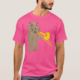 Funny hippo spielte Musik mit Posaune T-Shirt