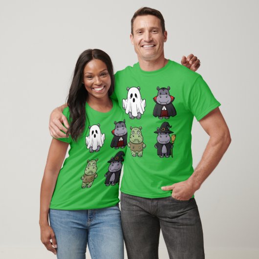 Funny Hippo Spooky Ghost Boo Horror Pumpkin Hippo T-Shirt (Unisex)