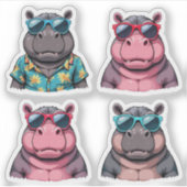 Funny Hippo Sticker Bundle Cool Hippos Pack (Vorderseite)