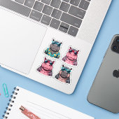 Funny Hippo Sticker Bundle Cool Hippos Pack (Laptop mit iPhone)