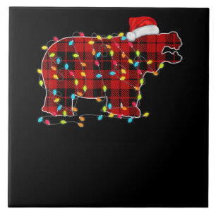 Funny Hippo Weihnachts-Light Matching Family Fliese