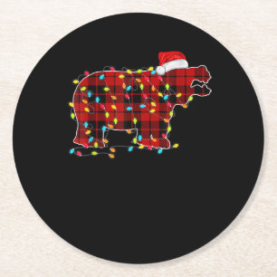 Funny Hippo Weihnachts-Light Matching Family Runder Pappuntersetzer