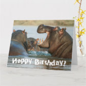 Funny Hippopotamus Hippo Happy Birthday Karte (Gelbe Blume)