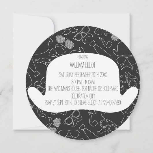 Funny Hipster Bachelor Party Einladung (Rückseite)