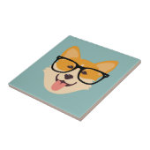 Funny Hipster Corgi Fliese (Seite)