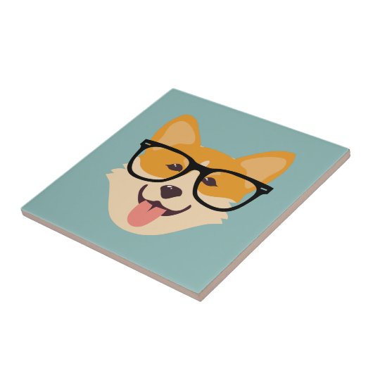 Funny Hipster Corgi Fliese (Seite)