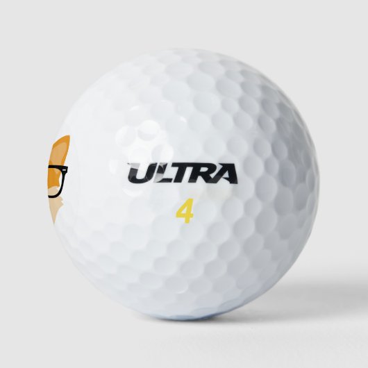 Funny Hipster Corgi Golfball (Logo)