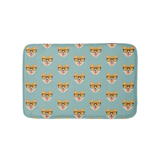Funny Hipster Corgi Pattern Badematte (Vorderseite)