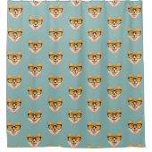 Funny Hipster Corgi Pattern Duschvorhang (Vorderseite)
