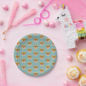 Funny Hipster Corgi Pattern Pappteller (Party)