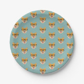 Funny Hipster Corgi Pattern Pappteller (Vorderseite)