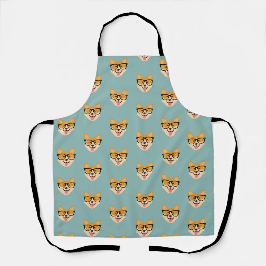 Funny Hipster Corgi Pattern Schürze (Vorderseite)