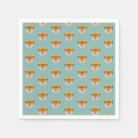 Funny Hipster Corgi Pattern Serviette (Vorderseite)