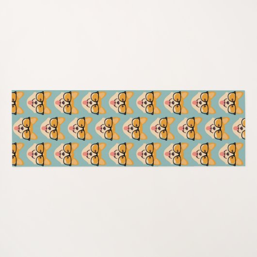 Funny Hipster Corgi Pattern Yogamatte (Rückseite (Horizontal))