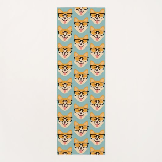 Funny Hipster Corgi Pattern Yogamatte (Vorderseite)