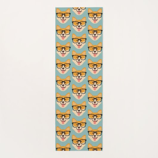 Funny Hipster Corgi Pattern Yogamatte (Rückseite)