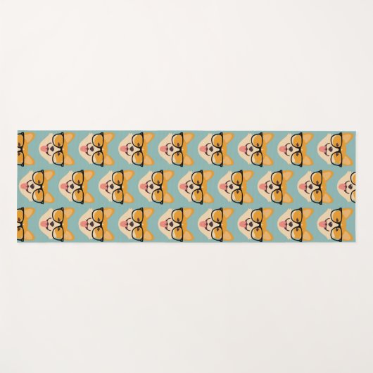 Funny Hipster Corgi Pattern Yogamatte (Vorderseite (Horizontal))