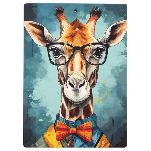 Funny Hipster Giraffe Zootiere Tiere Wildtiere Urb Klemmbrett (Rückseite)
