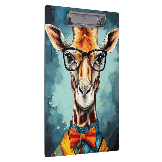 Funny Hipster Giraffe Zootiere Tiere Wildtiere Urb Klemmbrett (Rechts)