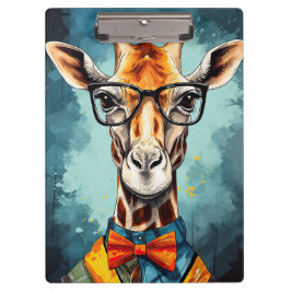 Funny Hipster Giraffe Zootiere Tiere Wildtiere Urb Klemmbrett