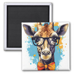 Funny Hipster Giraffe Zootiere Tiere Wildtiere Urb Magnet