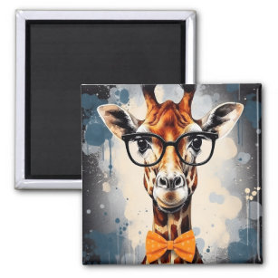 Funny Hipster Giraffe Zootiere Tiere Wildtiere Urb Magnet
