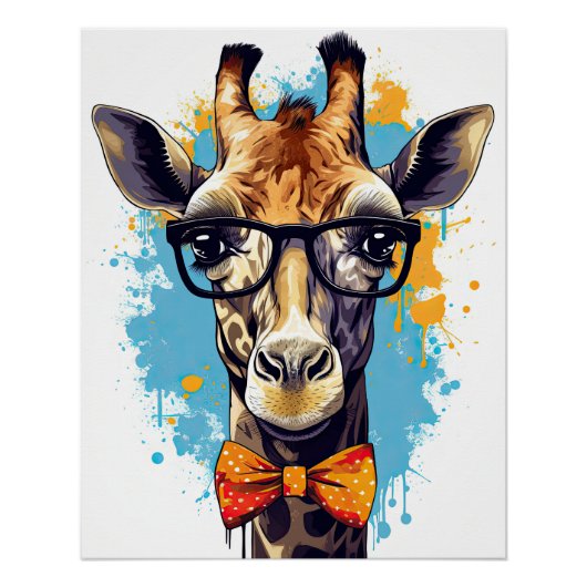 Funny Hipster Giraffe Zootiere Tiere Wildtiere Urb Poster (Vorderseite)