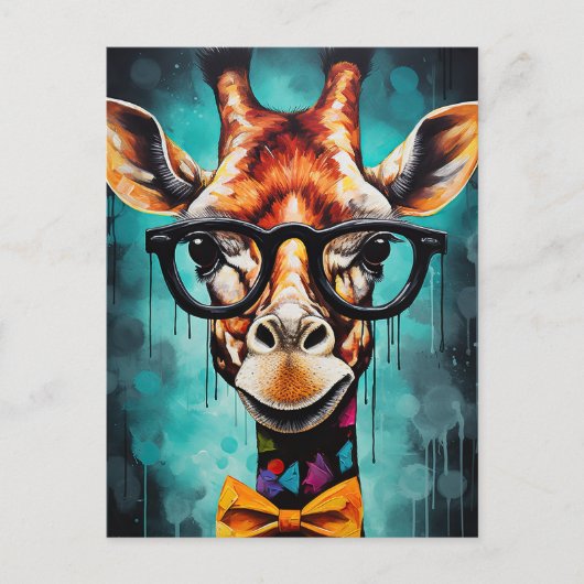 Funny Hipster Giraffe Zootiere Tiere Wildtiere Urb Postkarte (Vorderseite)
