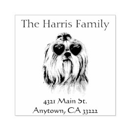 Funny Hipster Lhasa Apso Personalisiert Gummistempel