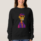 Funny Hipster Monkey Cartoon Illustration Graphic Sweatshirt (Vorderseite)