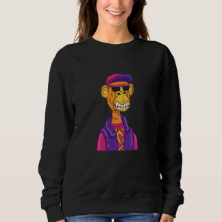 Funny Hipster Monkey Cartoon Illustration Graphic  Sweatshirt
