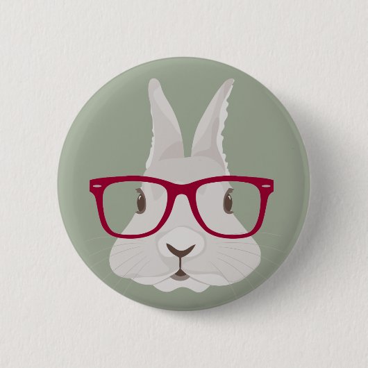 Funny Hipster Osterhase mit roten Felgenbrillen Button (Vorderseite)