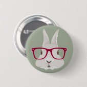 Funny Hipster Osterhase mit roten Felgenbrillen Button (Vorne & Hinten)