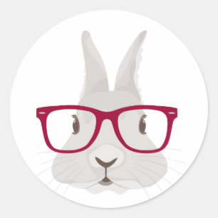 Funny Hipster Osterhase mit roten Felgenbrillen Runder Aufkleber